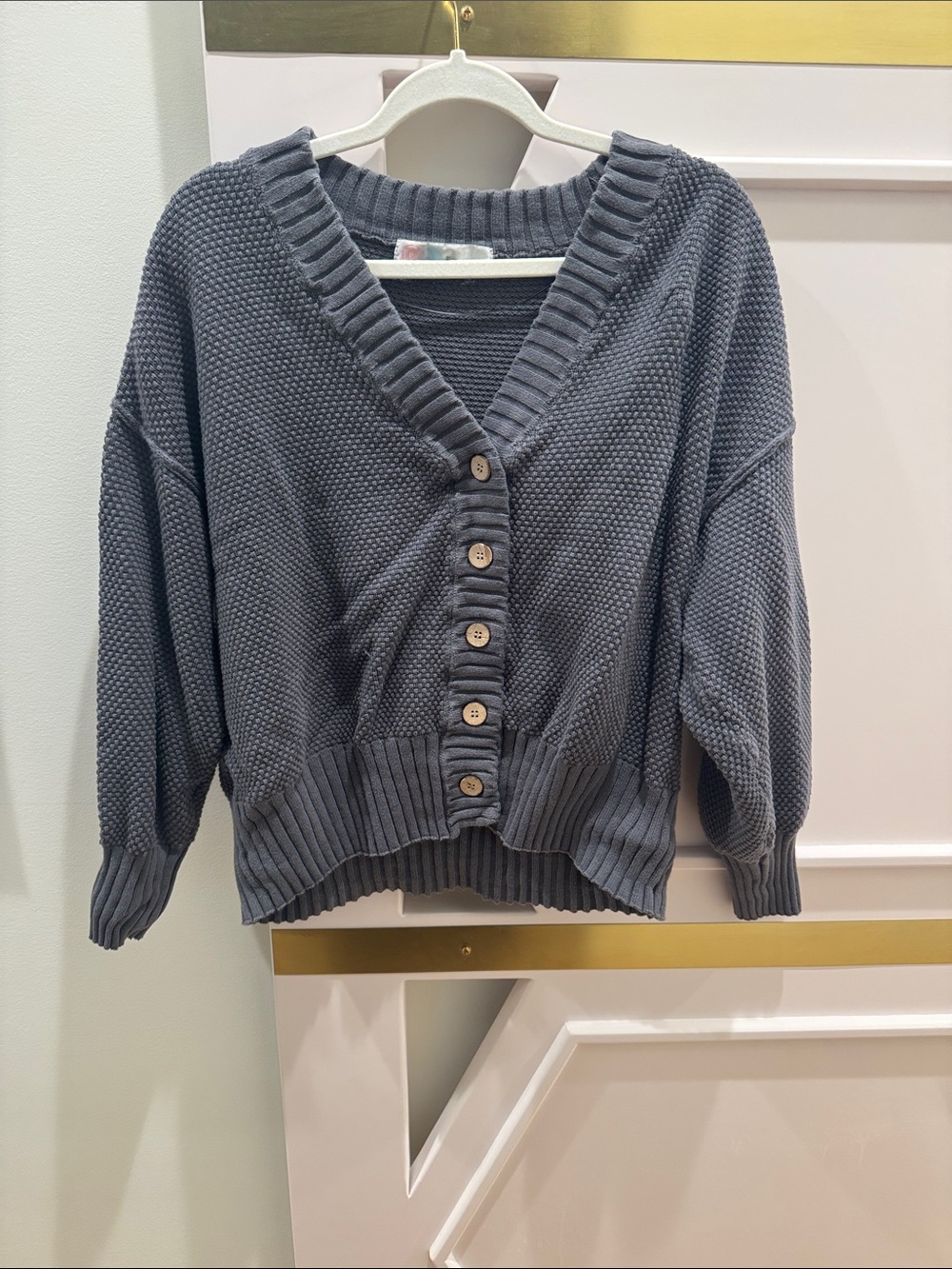 Women’s Chunky Knit Button-Front Cardigan Sweater - Charcoal w/ matching pants